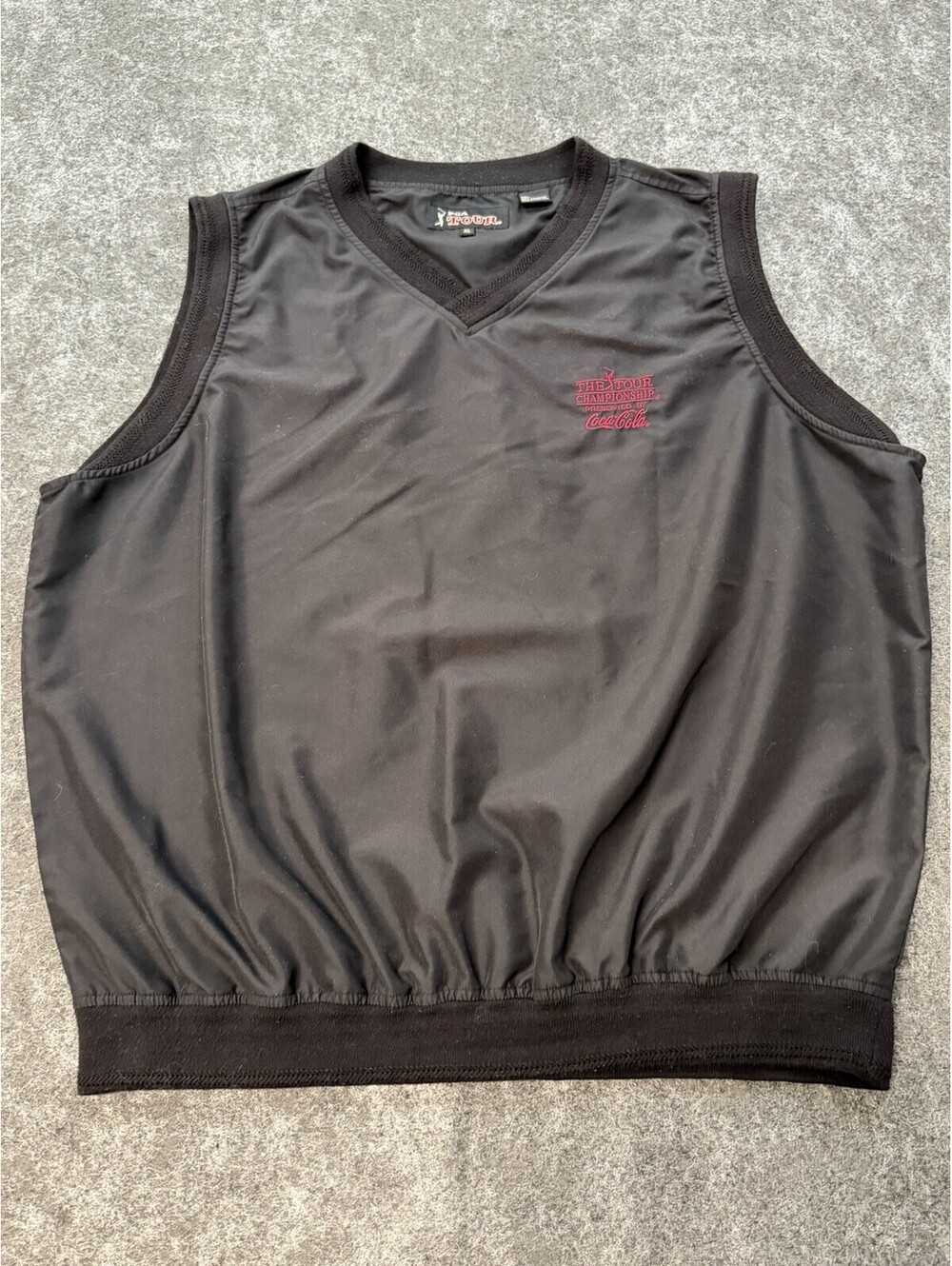 PGA Tour Golf Wind Vest Men’s XL Black Tour Championship Coca-Cola V-neck VTG